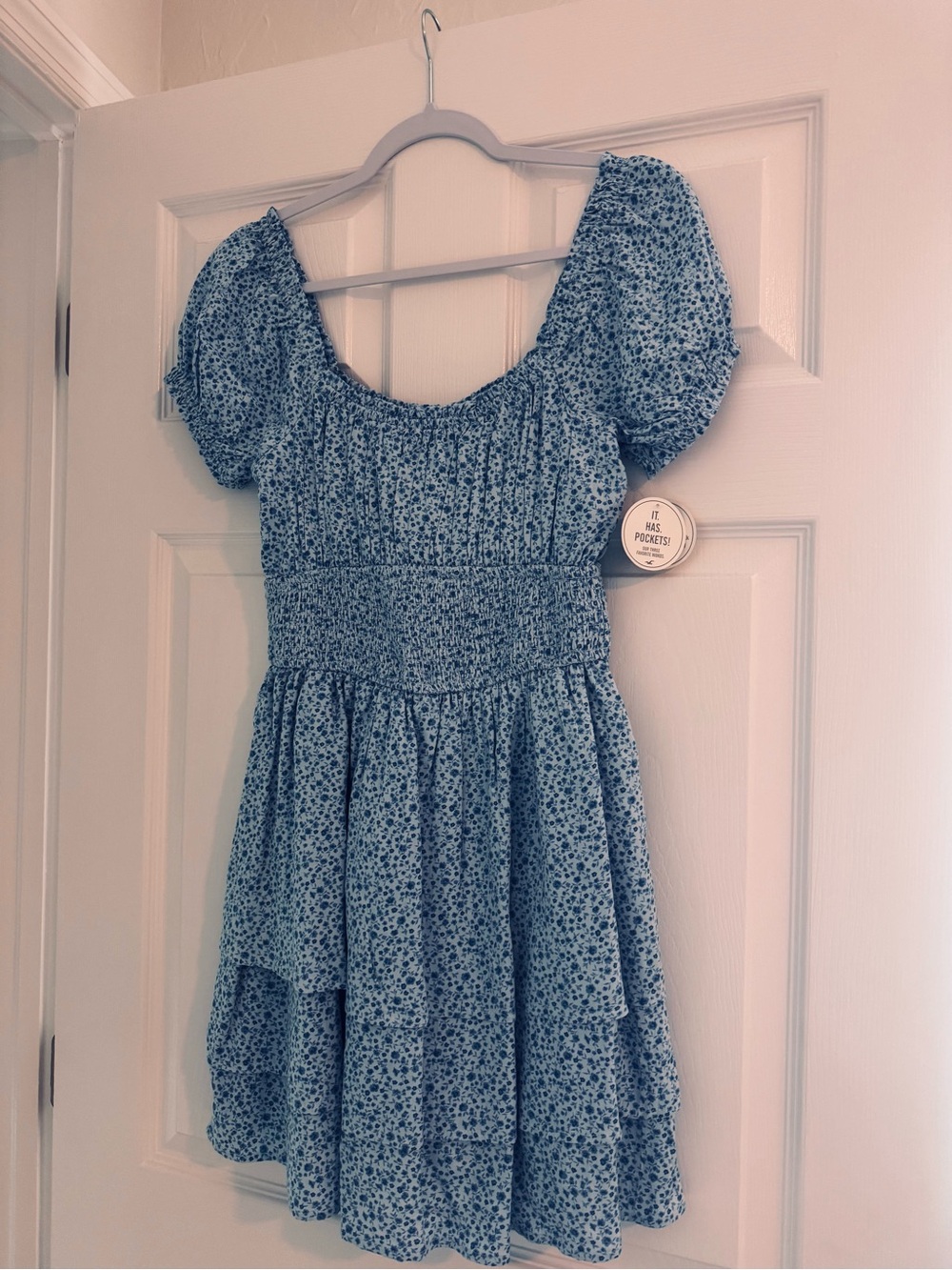 Hollister Blue Floral Smocked Dress
